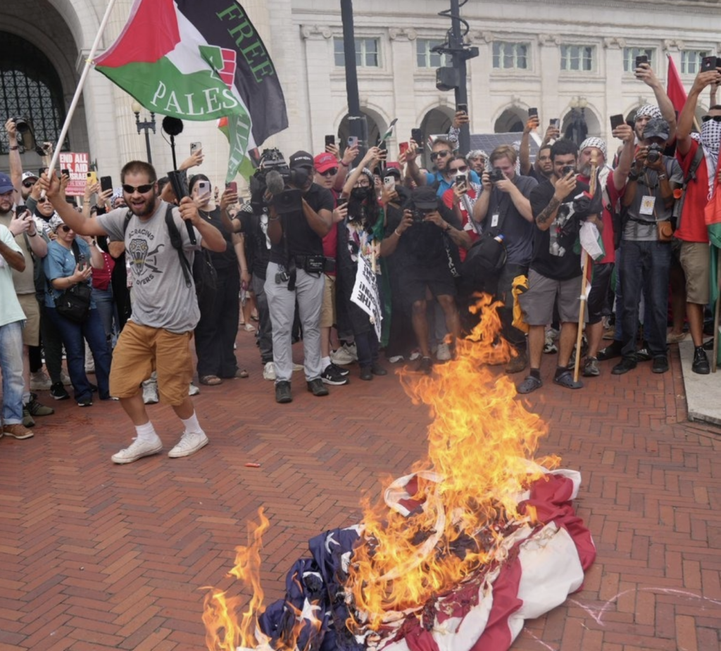 Anti-Israel Mob Torches American Flags in DC as Angus King, Chellie Pingree Boycott Historic Netanyahu Speech