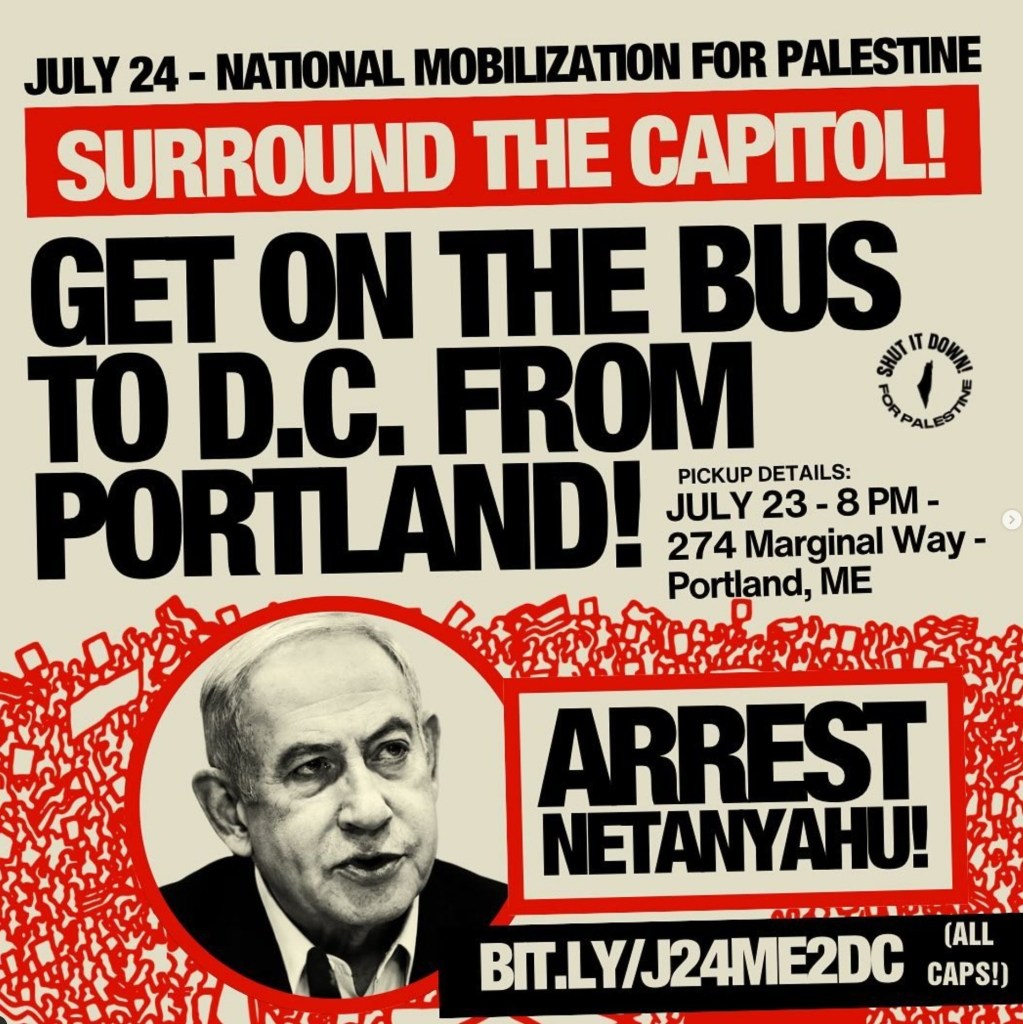 National Mobilization for Palestine Arrest Netanyahu Protest State House Augusta July 24 2024